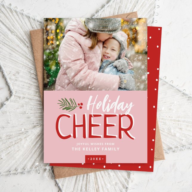 Tarjeta Festiva Holiday Cheer Christmas Photo Card (Subido por el creador)