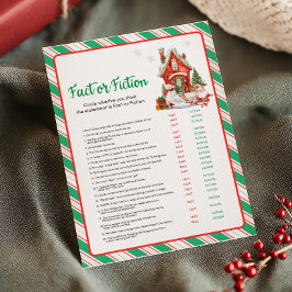 Tarjeta Festiva Holiday Christmas Party Fact or Fiction Game