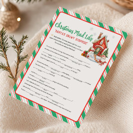 Tarjeta Festiva Holiday Christmas Party Mad Libs Game