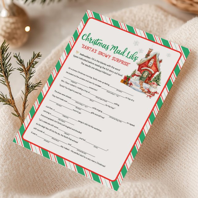 Tarjeta Festiva Holiday Christmas Party Mad Libs Game (Christmas Party Games)