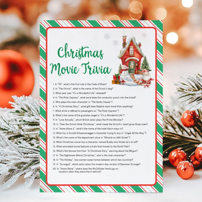 Tarjeta Festiva Holiday Christmas Party Movie Trivia Game (Christmas Party Games)