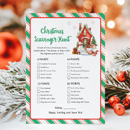 Tarjeta Festiva Holiday Christmas Party Scavenger Hunt Game