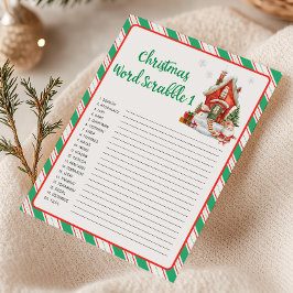 Tarjeta Festiva Holiday Christmas Party Word Scrabble Game