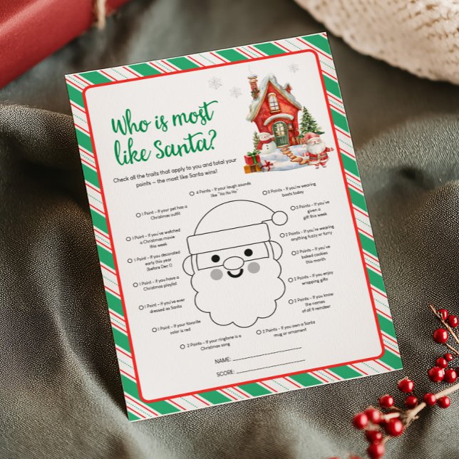 Tarjeta Festiva Holiday Christmas Who is Most Like Santa Game (Christmas Party Games)