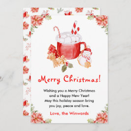 Tarjeta Festiva Holiday Cookies and Cocoa Red Merry Christmas