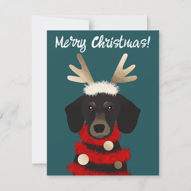 Tarjeta Festiva Holiday Dachshund (Anverso)