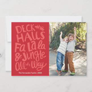 Tarjeta Festiva Holiday Deck the halls Fa la la Flat Holiday Card