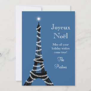 Tarjeta Festiva Holiday Eiffel Tower Card azul