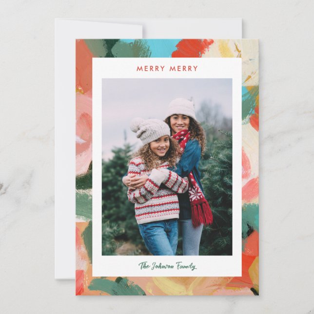 Tarjeta Festiva Holiday Floral Painted Border  (Anverso)