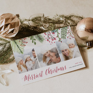 Tarjeta Festiva Holiday Foliage   Photo Collage Card