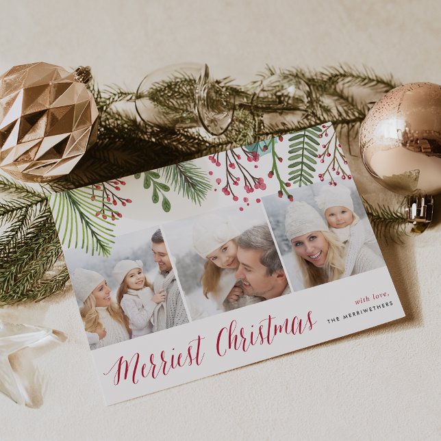 Tarjeta Festiva Holiday Foliage | Photo Collage Card (Subido por el creador)