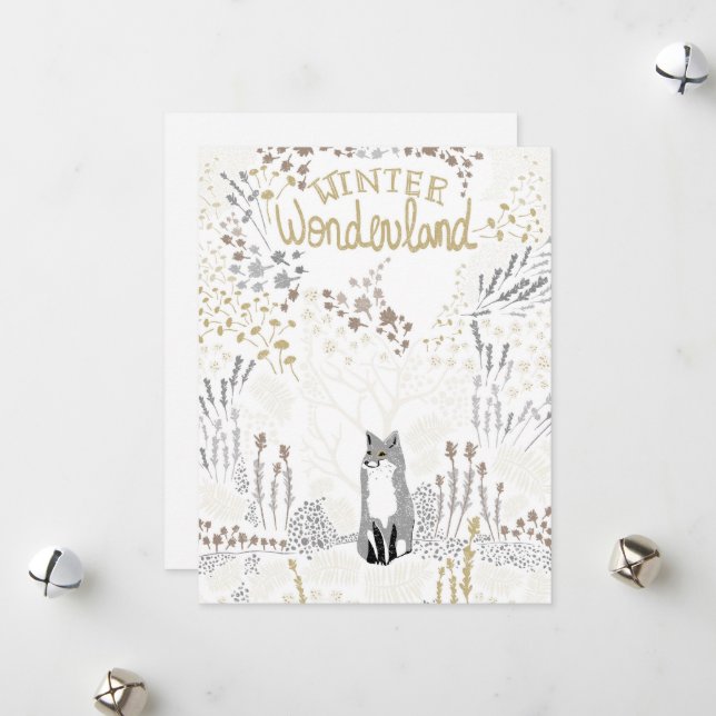 Tarjeta Festiva Holiday Fox Winter Wonderland (Anverso/Reverso In Situ)