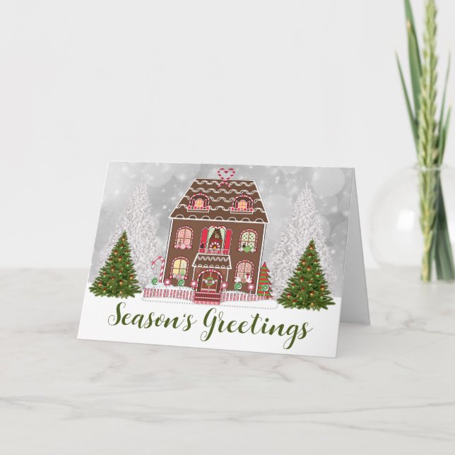 Tarjeta Festiva Holiday Gingerbread House (Anverso)