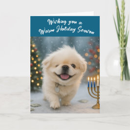 Tarjeta Festiva Holiday greeting card feat. Pete the Pekingese