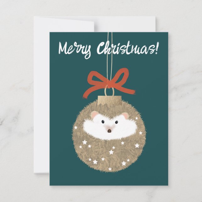 Tarjeta Festiva Holiday Hedgehog (Anverso)