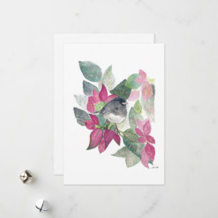 Tarjeta Festiva Holiday Junco Bird Art