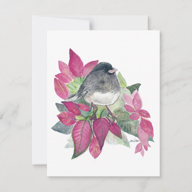 Tarjeta Festiva Holiday Junco Bird Art (Anverso)