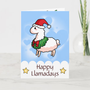 Tarjeta Festiva Holiday Llama Elf