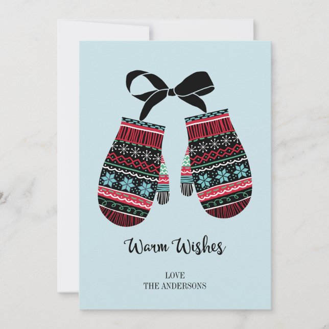 Tarjeta Festiva Holiday Mittens Warm Warm Navidades Card (Anverso)