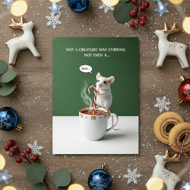 Tarjeta Festiva Holiday Mouse Oops Stirring Cup Funny Xmas Card (Subido por el creador)