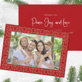 Tarjeta Festiva Holiday Peace Joy Love Red Snowflake 1 Foto