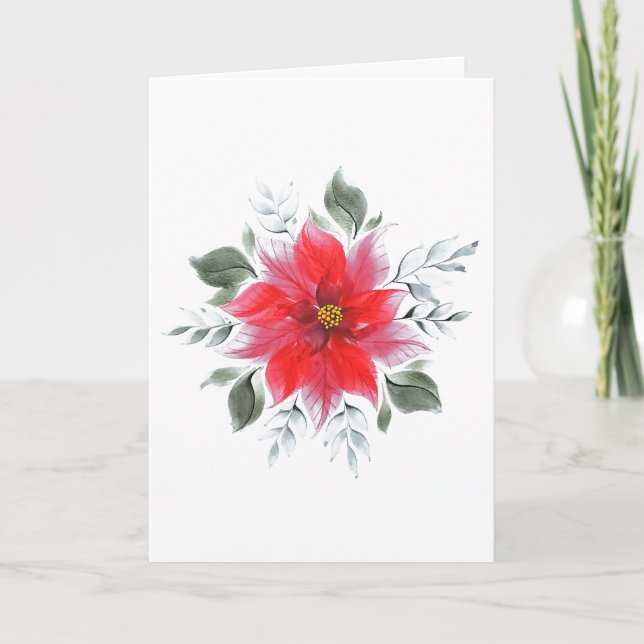 Tarjeta Festiva Holiday Poinsettia (Anverso)