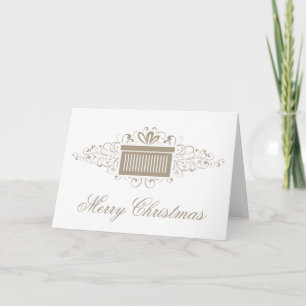 Tarjeta Festiva Holiday Swirls Present Navidades Card, Latte