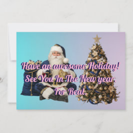 Tarjeta Festiva Holidays greeting with Tree And Santa claus