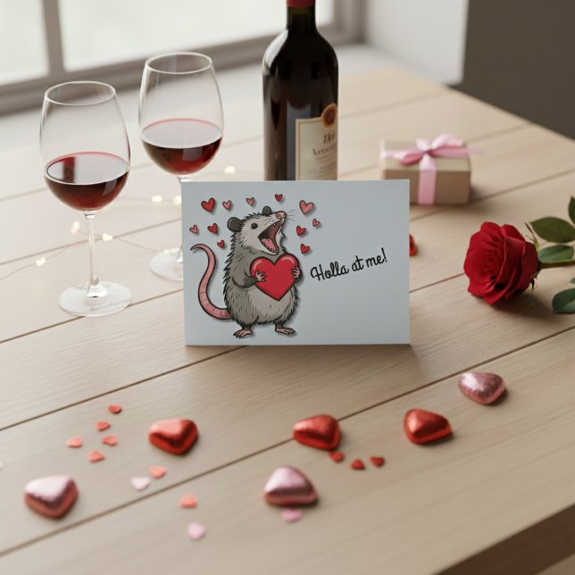 Tarjeta Festiva Holla At Me San Valentín (Weird, cute, and impossible to ignore.)