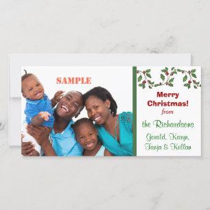 Tarjeta Festiva Holly and Berries Holiday