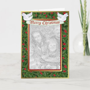 Tarjeta Festiva Holly and Dove Christmas