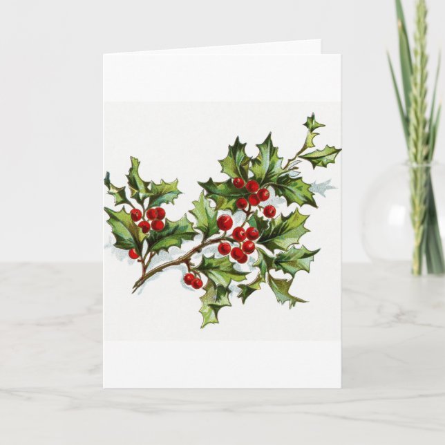 Tarjeta Festiva Holly Berries 001 (Anverso)