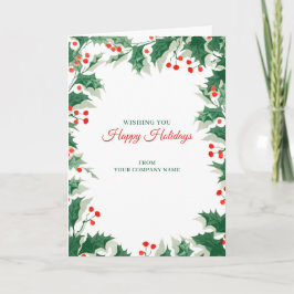Tarjeta Festiva Holly Berries Christmas Clients Customer Employees