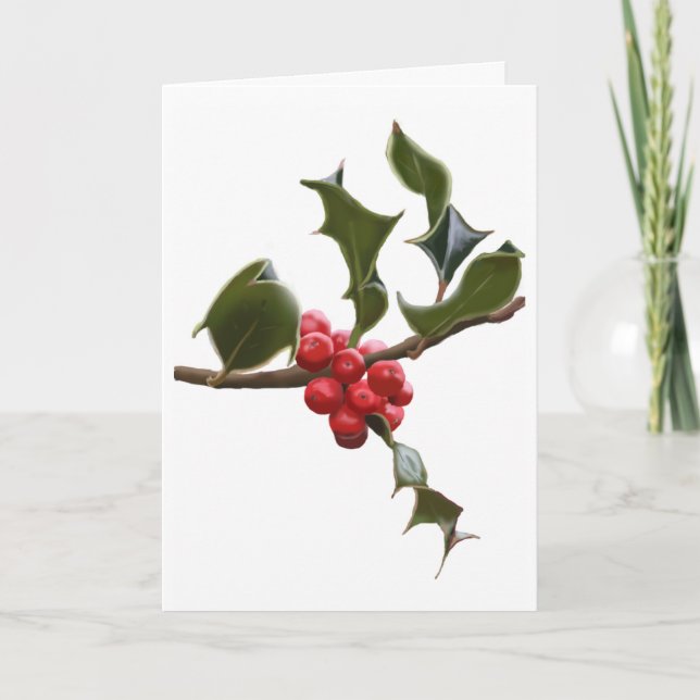 Tarjeta Festiva Holly Berries Navidades Card (Anverso)