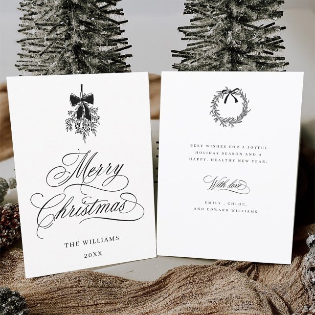 Tarjeta Festiva Holly Berry Bouquet Navidades románticos foto plan (Front & Back)