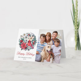 Tarjeta Festiva Holly Berry Cardinal Navidades Saludo Corporativo