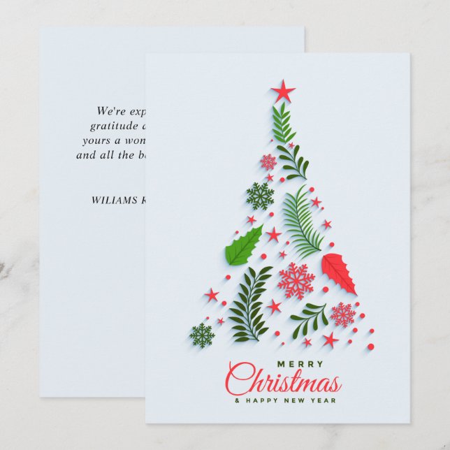Tarjeta Festiva Holly Berry Christmas Tree Corporate Greeting (Anverso / Reverso)