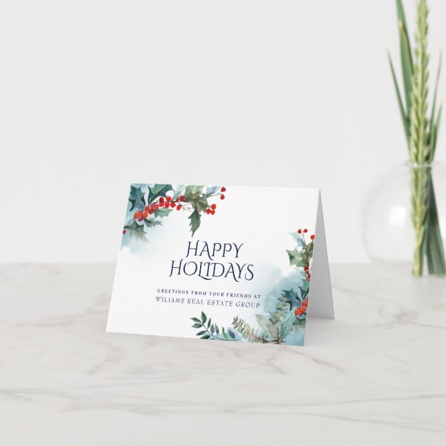 Tarjeta Festiva Holly Berry Navidades Mistletoe Corporate Greeting (Anverso)