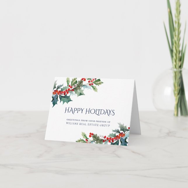 Tarjeta Festiva Holly Berry Navidades Mistletoe Corporate Greeting (Anverso)