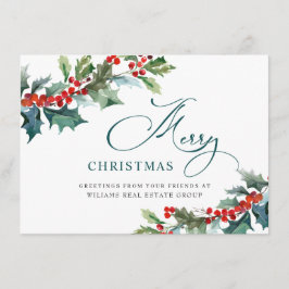 Tarjeta Festiva Holly Berry Navidades Mistletoe Corporate Greeting