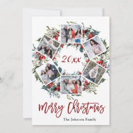 Tarjeta Festiva Holly Berry Navidades Wreath 6 saludo FOTO