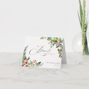 Tarjeta Festiva Holly Berry Pine Red Green Merriest Navidades