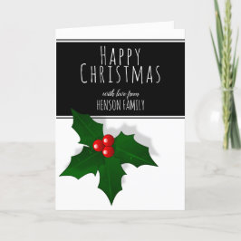 Tarjeta Festiva Holly Berry Tree Plant Happy Navidades