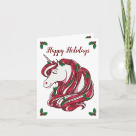 Tarjeta Festiva Holly Berry Unicorn