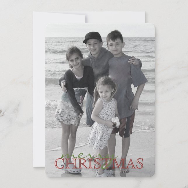 Tarjeta Festiva Holly Branch Christmas Photo Card 1 Photo Cute (Anverso)