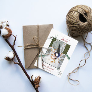 Tarjeta Festiva Holly Branches Primer Boda de Navidades de Newlywe