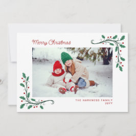 Tarjeta Festiva Holly Corners Snapshots of Year Merry Christmas