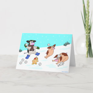 Tarjeta Festiva ¡Holly Cow, Deja Que Nieva!