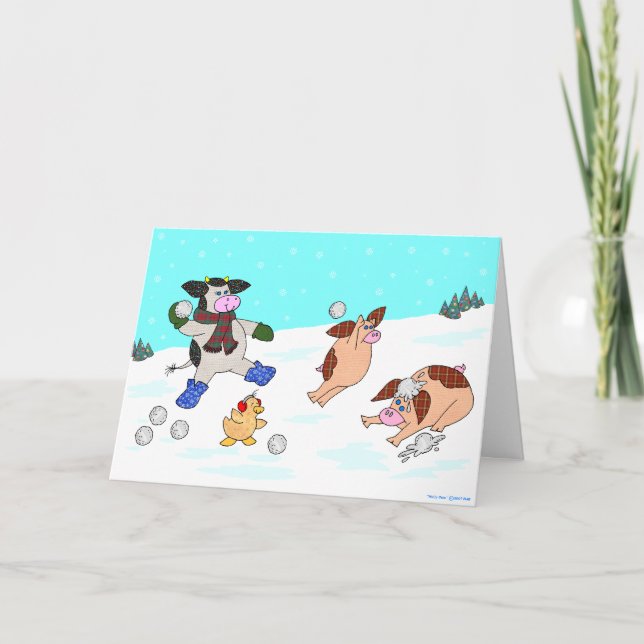 Tarjeta Festiva ¡Holly Cow, Deja Que Nieva! (Anverso)