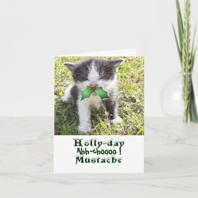 Tarjeta Festiva Holly-day Mustache (Anverso)